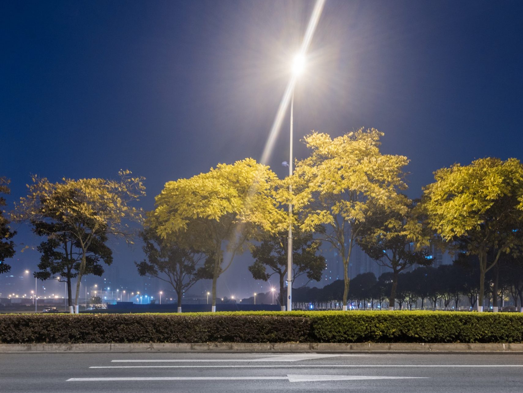 Urban streets of Karaj with a standard lighting network after the Kachouyi underpass project