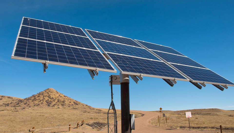 Dual-axis Solar Tracking System technology designed to maximize energy generation by tracking the sun's horizontal and vertical movement.